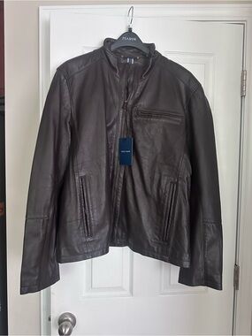 Men’s Cole Haan Dark Brown Leather Jacket XL NWT